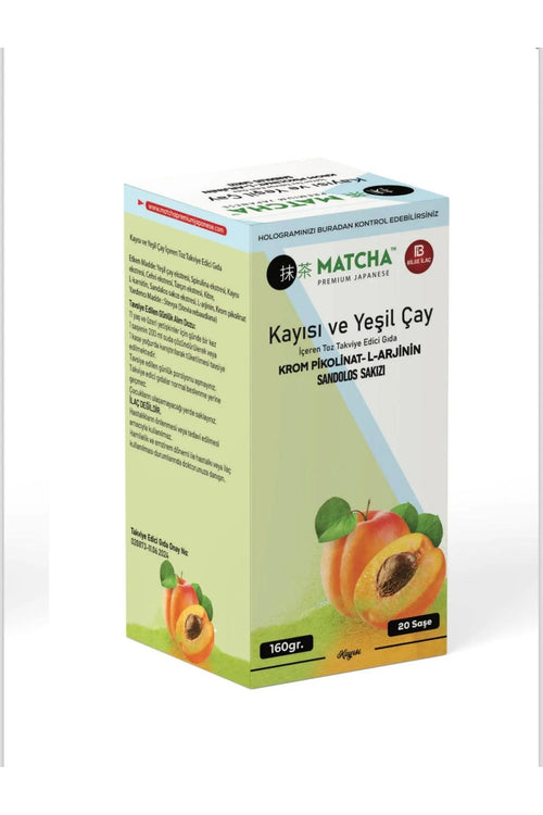 Premium Japanese Matcha Tea – Antioxidant & Detox, Apricot Flavor, L-Carnitine, 160 g
