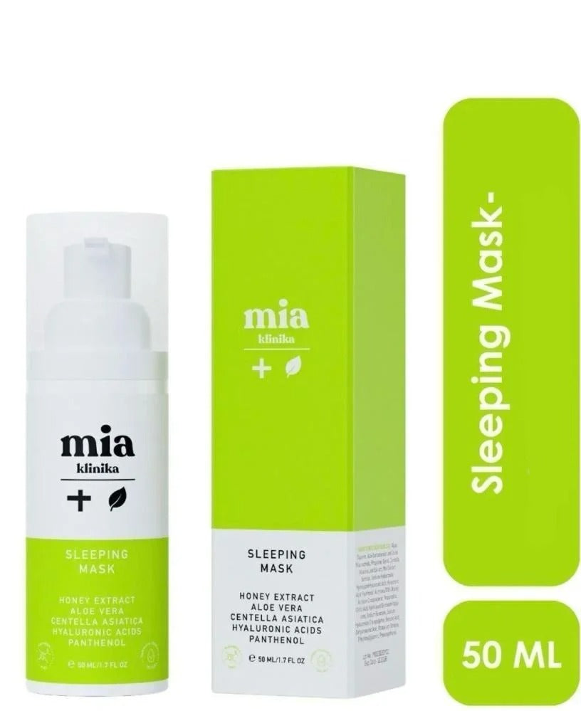 ماسك ليلي Mia Klinika Sleeping Mask لترطيب عميق وتهدئة البشرة مع مكونات طبيعية مثل العسل والصبار للحصول على بشرة ناعمة ومشرقة