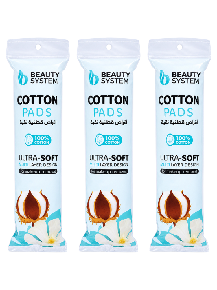 Beauty System 100% Pure Cotton Pads - 3 x 120 Pads
